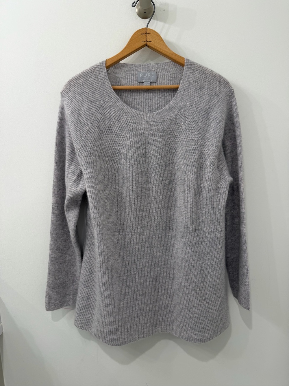 NWOT Pure Cashmere Heather Gray Oversized Crew Neck Cashmere Sweater